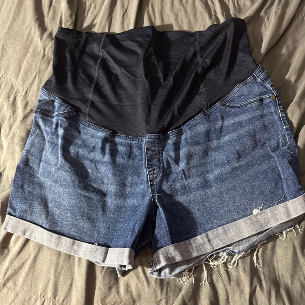 Women's Maternity Blue Denim Shorts